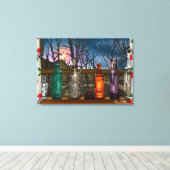 反射 |窓敷居カラフル内のガラスの花瓶 キャンバスプリント (インサイチュ (ウッドフロア))