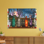 反射 |窓敷居カラフル内のガラスの花瓶 キャンバスプリント (インサイチュ (リビング))