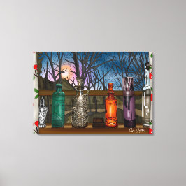 反射 |窓敷居カラフル内のガラスの花瓶 キャンバスプリント