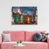 反射 |窓敷居カラフル内のガラスの花瓶 キャンバスプリント (インサイチュ (リビング))