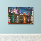 反射 |窓敷居カラフル内のガラスの花瓶 キャンバスプリント (インサイチュ (ウッドフロア))