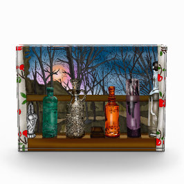 反射 |窓敷居カラフル内のガラスの花瓶 フォトブロック