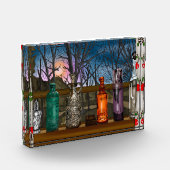 反射 |窓敷居カラフル内のガラスの花瓶 フォトブロック (左)