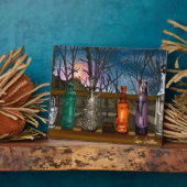 反射 |窓敷居カラフル内のガラスの花瓶 フォトプラーク (側面)