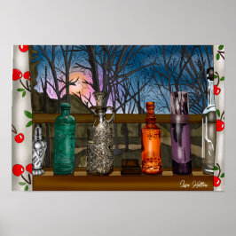 反射 |窓敷居カラフル内のガラスの花瓶 ポスター