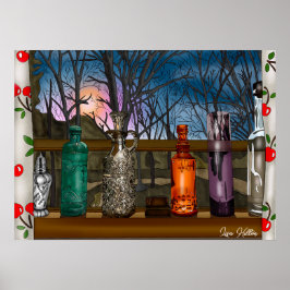 反射 |窓敷居カラフル内のガラスの花瓶 ポスター