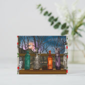 反射 |窓敷居カラフル内のガラスの花瓶 ポストカード (スタンド正面)