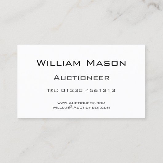 反射 – 競売人 – 名刺 (裏面)