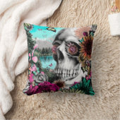 反射。 花の景色の頭骨 クッション (ブランケット)