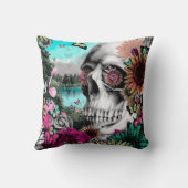 反射。 花の景色の頭骨 クッション (裏面)