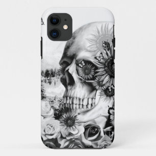 反射。 花の景色の頭骨 iPhone 11 ケース