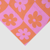 反市松模様にレトロピンクとオレンジ色の花 薄葉紙 (詳細)