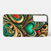 反復ハートスワーズパターンエメラルド金ゴールド SAMSUNG GALAXYケース (裏面横)