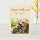 反復性おもしろい動物を産するハッピーバースデー カード (黄色い花)