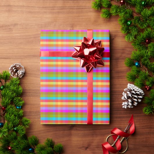 反応性チェック柄CR ラッピングペーパー (クリスマスギフト)
