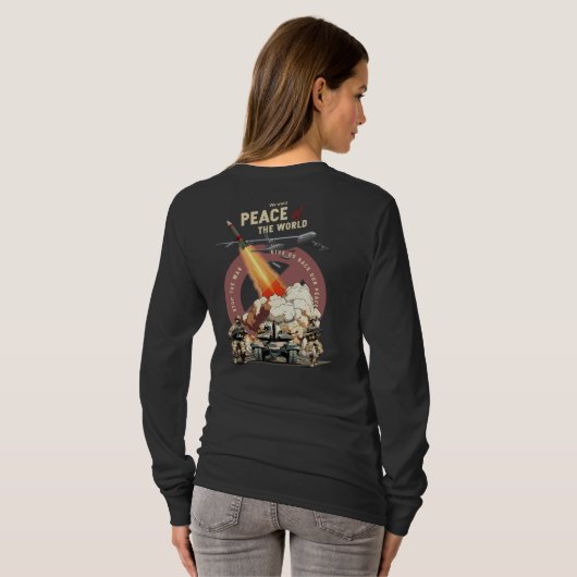 反戦 (ライトモード) | レディースロングスリーブ Tシャツ (裏面フル)