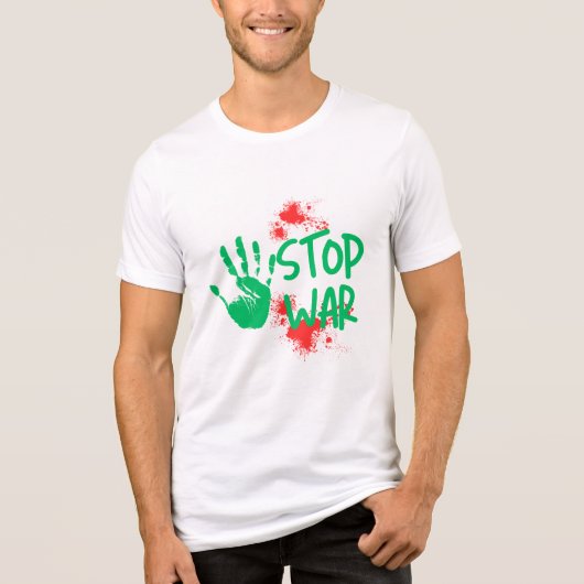 反戦 – 太い手形を使った反戦グラフィックデザイン トライブレンドTシャツ (正面)