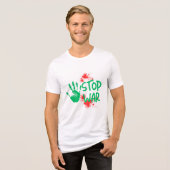 反戦 – 太い手形を使った反戦グラフィックデザイン トライブレンドTシャツ (正面全面)