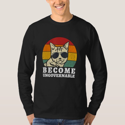 反抗不可 Meme ネコ 昔懐かしい レトロ ヴィンテージ Tシャツ (正面)