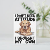 反抗威厳のある的なメッセージを持つ犬 ポストカード (スタンド正面)