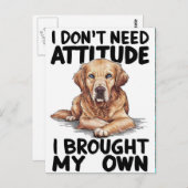 反抗威厳のある的なメッセージを持つ犬 ポストカード (正面/裏面)