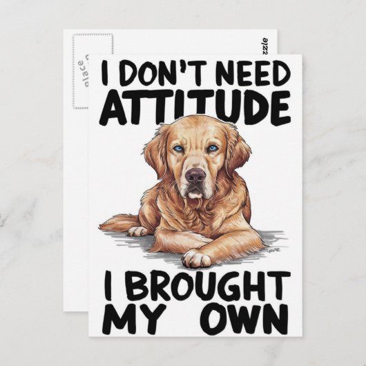 反抗威厳のある的なメッセージを持つ犬 ポストカード (正面/裏面)