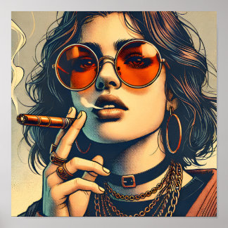 反抗的で反抗的な態度を示すクール女性 ポスター