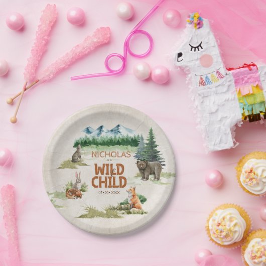 反抗的な子どもウッドランド動物の誕生日パーティー ペーパープレート (パーティー)