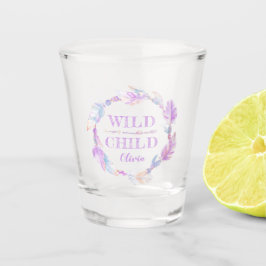 反抗的な子どもカラフルウォーターカラーアートパープルカスタムー ショットグラス