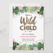 反抗的な子どもサファリレオパードガール誕生日招待状 招待状 (正面)