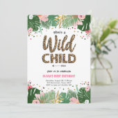 反抗的な子どもサファリレオパードガール誕生日招待状 招待状 (スタンド正面)