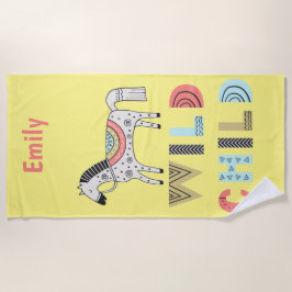 反抗的な子どもスカンジナビアパーソナライズされた馬 ビーチタオル