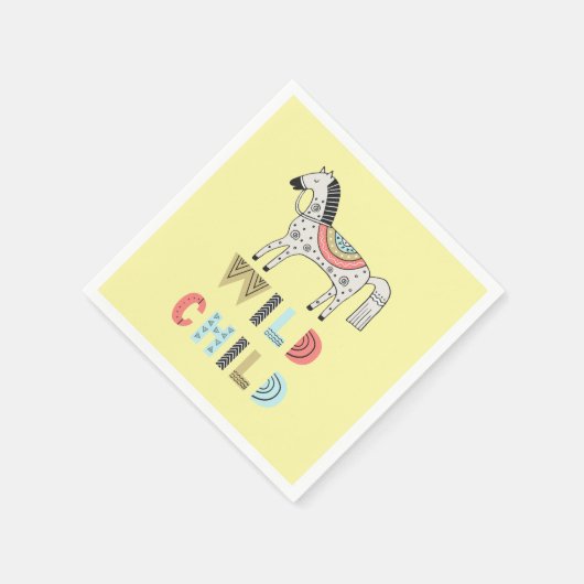 反抗的な子どもスカンジナビアホースパステルイエロー スタンダードカクテルナプキン (角)