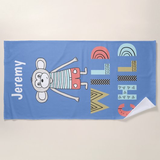 反抗的な子どもスカンディアモンキーパーソナライズされたビーチタオル ビーチタオル (正面)