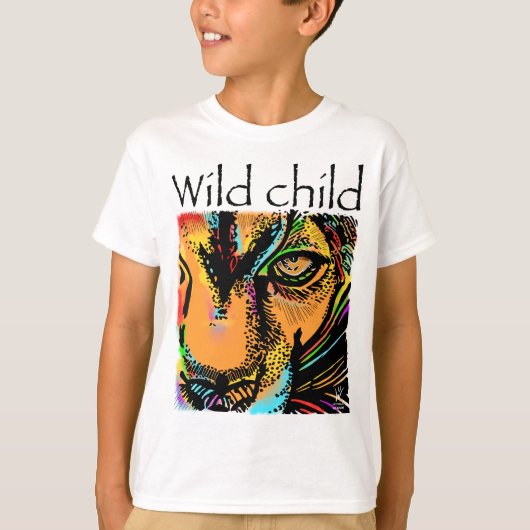 反抗的な子どもライオンの虹の動物 Tシャツ (正面)