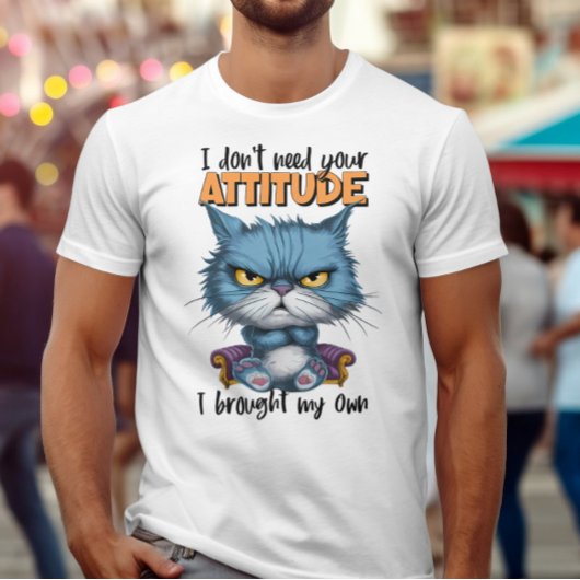 反抗的な言葉を持つ反抗的な青い猫 Tシャツ