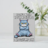 反抗的な青い猫は態度を拒否 ポストカード (スタンド正面)