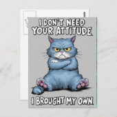 反抗的な青い猫は態度を拒否 ポストカード (正面/裏面)