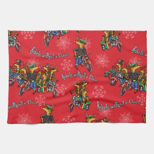 反政府勢力はクローストナカイ赤い休日なし キッチンタオル (横)