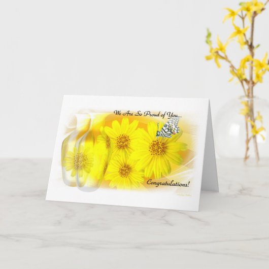反映されるデイジー-私達はあなたのとても誇りを持ったです カード (黄色い花)