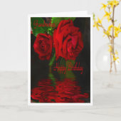 反映される赤いバラ-ハッピーバースデーの祖母 カード (黄色い花)