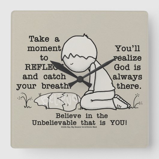 反映 スクエア壁時計 (正面)