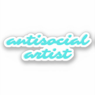 反社会的なアーティスト | アクアブルー おもしろイタリック体 シール