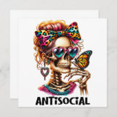 反社会的なスケルトンの女性 招待状 (正面/裏面)