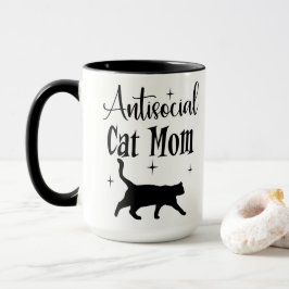 反社会的な猫ママ 黒猫と星 楽しい サルカスティック マグカップ