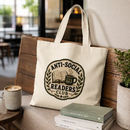 反社会的な読書家クラブの刺繍風デザイン ラージトートバッグ