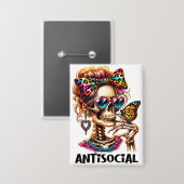 反社会的スケルトンレディ 缶バッジ (正面/裏面)