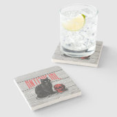 反社会的ネコとスカル ストーンコースター (横)