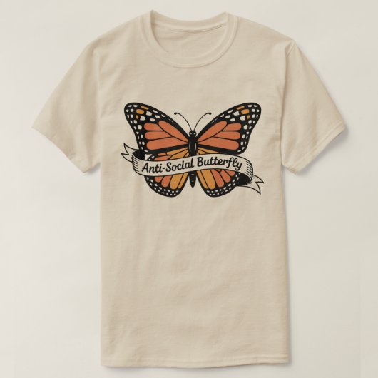 反社会的バタフライステッカー - 内向的な人の精神衛生 Tシャツ (デザイン正面)