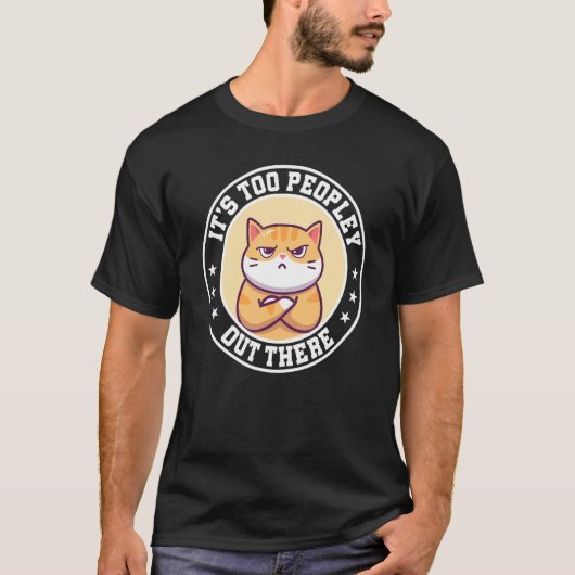 反社会的猫 人口過密すぎ 反社会 I Tシャツ (正面)